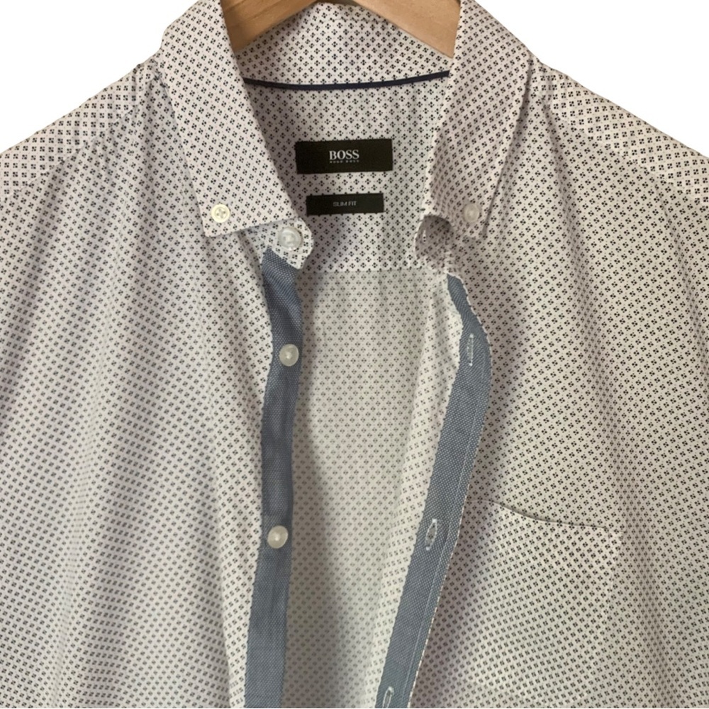 BOSS HUGO BOSS Reed Slim Fit Shirt Modern Essential Short Sleeve Button Down - Picture 12 of 16